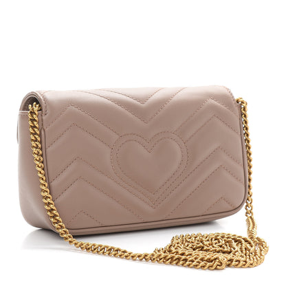 Gucci Calfskin Matelasse Super Mini GG Marmont Shoulder Bag Porcelain Rose 3 of 9