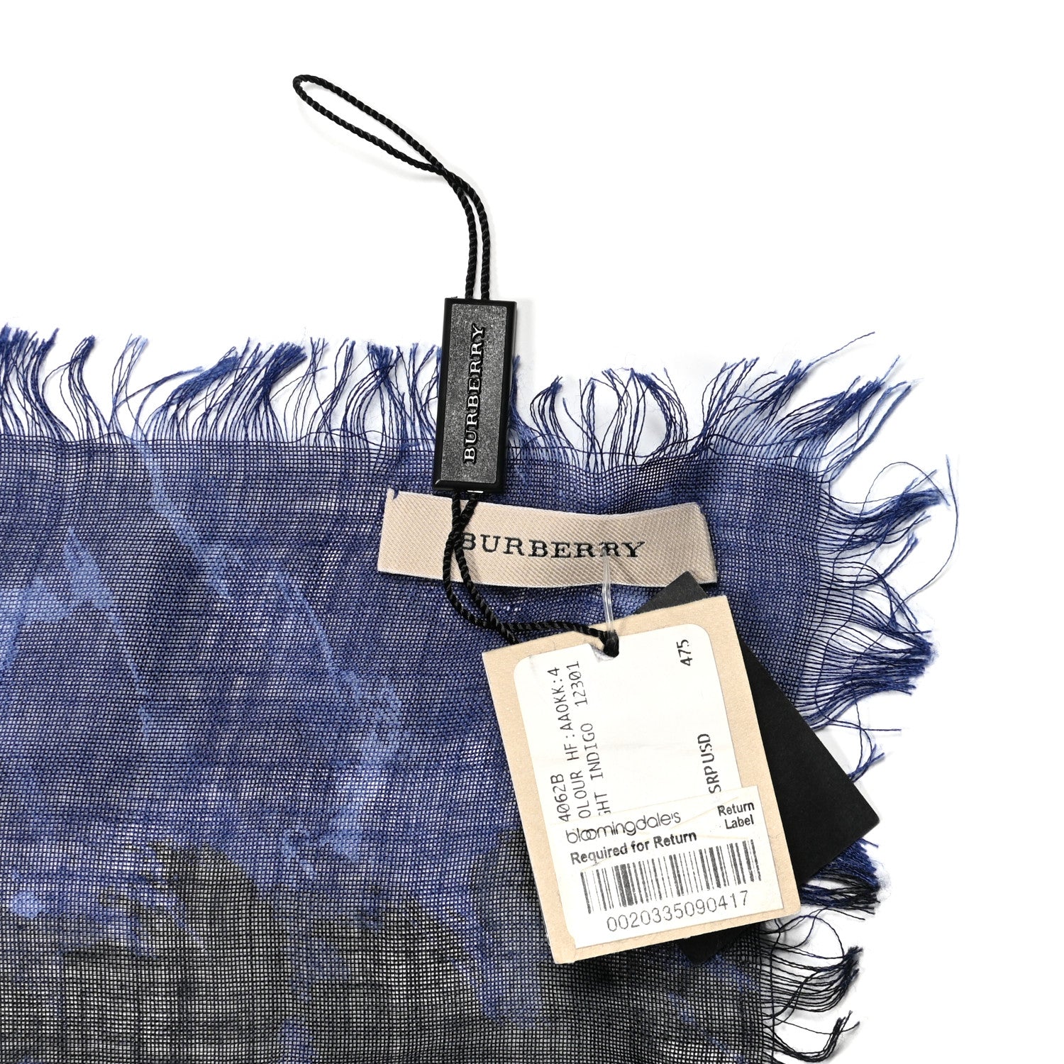 Burberry Wool Silk Gauze Giant Check Scarf Bright Indigo 2 of 3