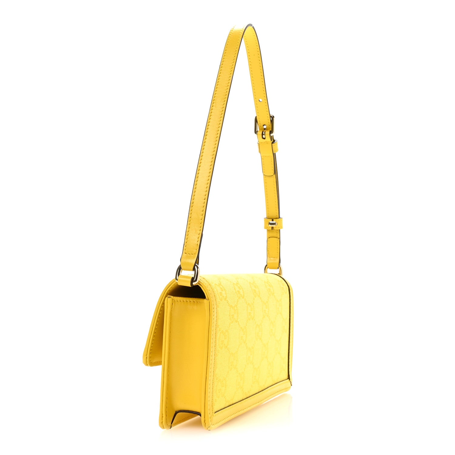 Gucci GG Monogram Scratch Lux Calfskin Mini Luce Shoulder Bag Yellow 3 of 10