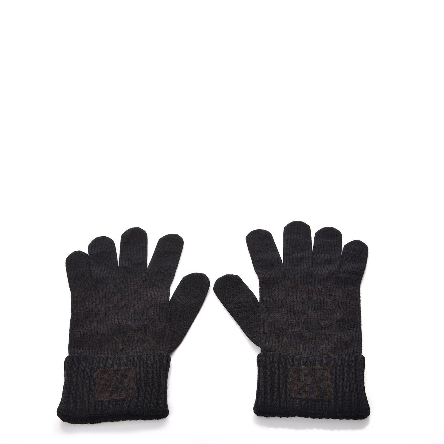 Wool Petit Damier Gloves Black