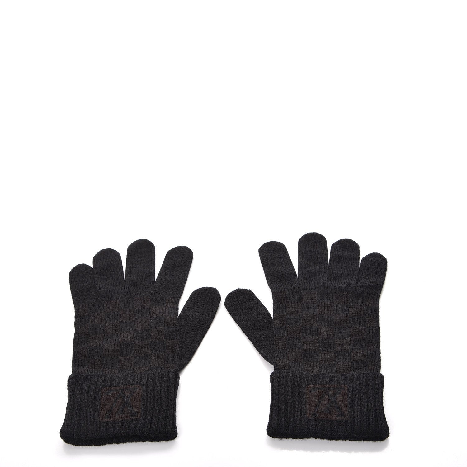 Louis Vuitton Wool Petit Damier Gloves Black 4 of 6