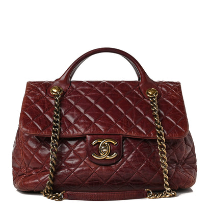 Chanel Glazed Calfskin Castle Rock Large Flap Burgundy 1 of 11