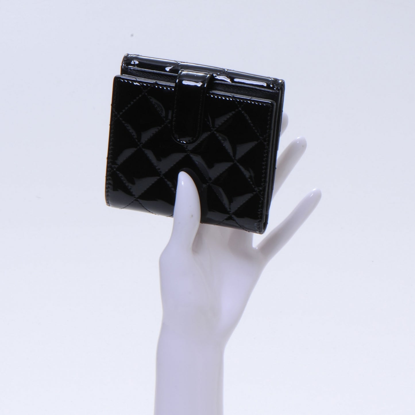 Patent Leather CC French Wallet Black