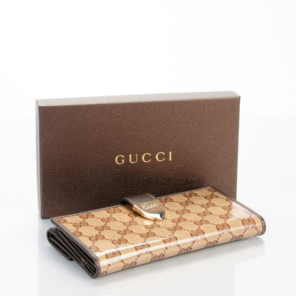 Gucci Crystal Monogram Dollar Calfskin Continental Wallet Beige Ebony Testa di Moro 4 of 7