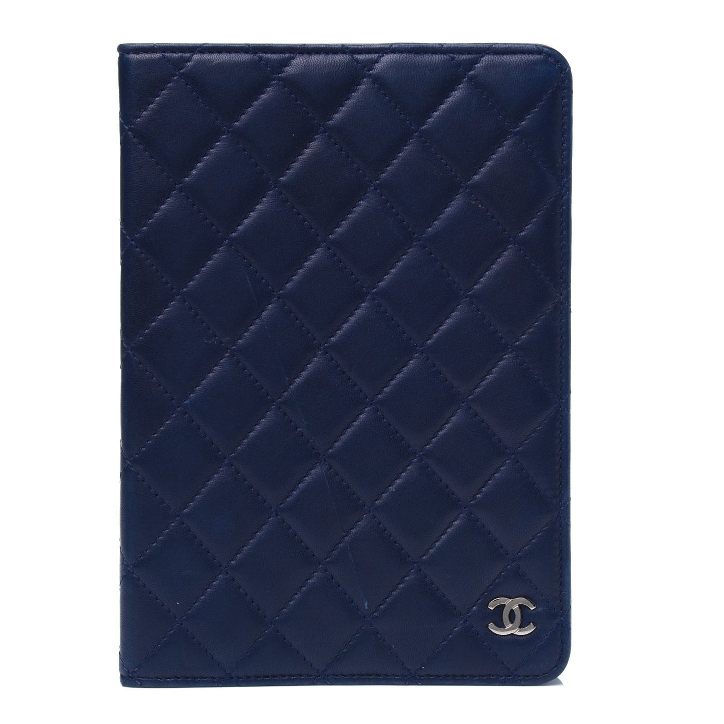 Lambskin Quilted iPad Case Navy Blue