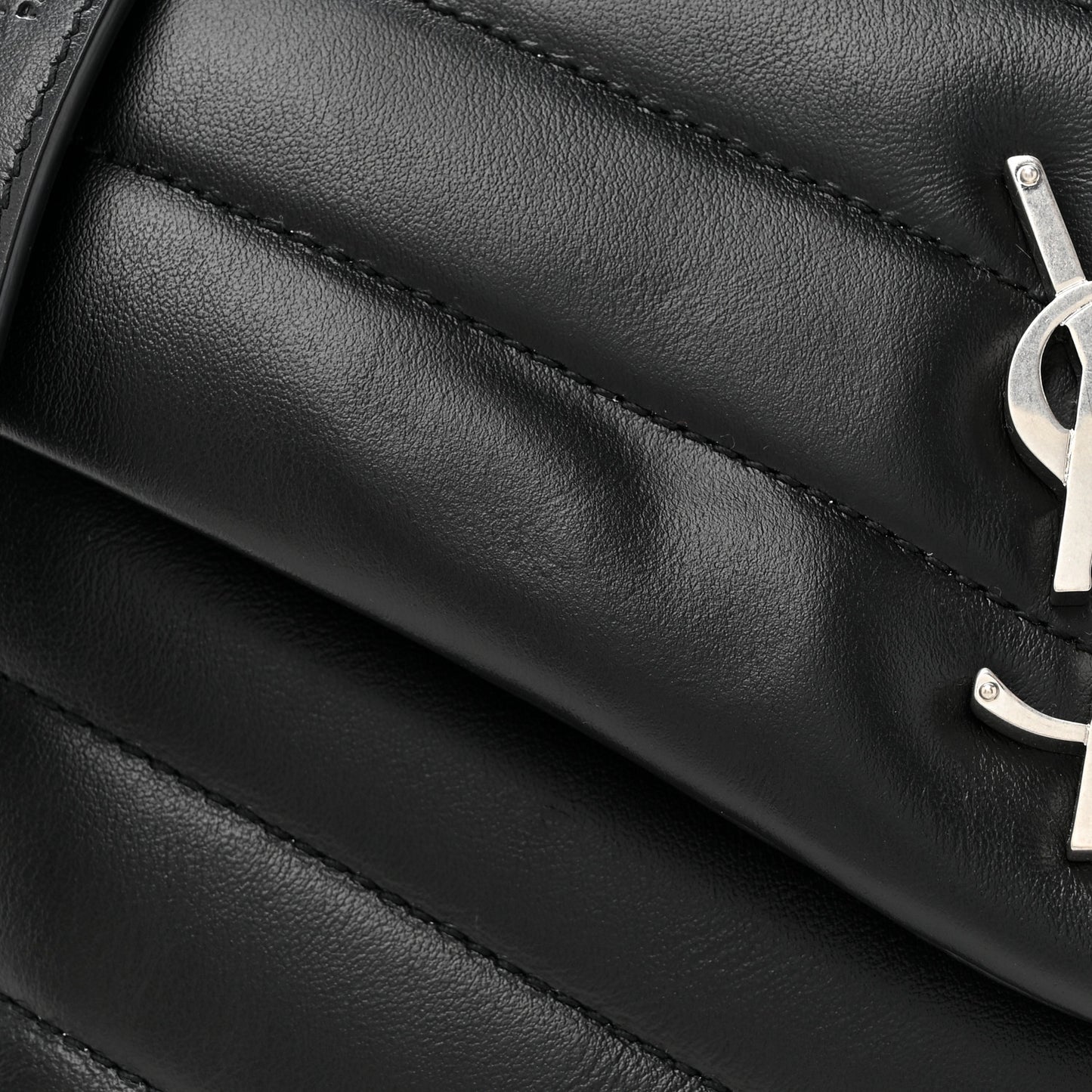 Calfskin Y Quilted Monogram Small Loulou Chain Satchel Black