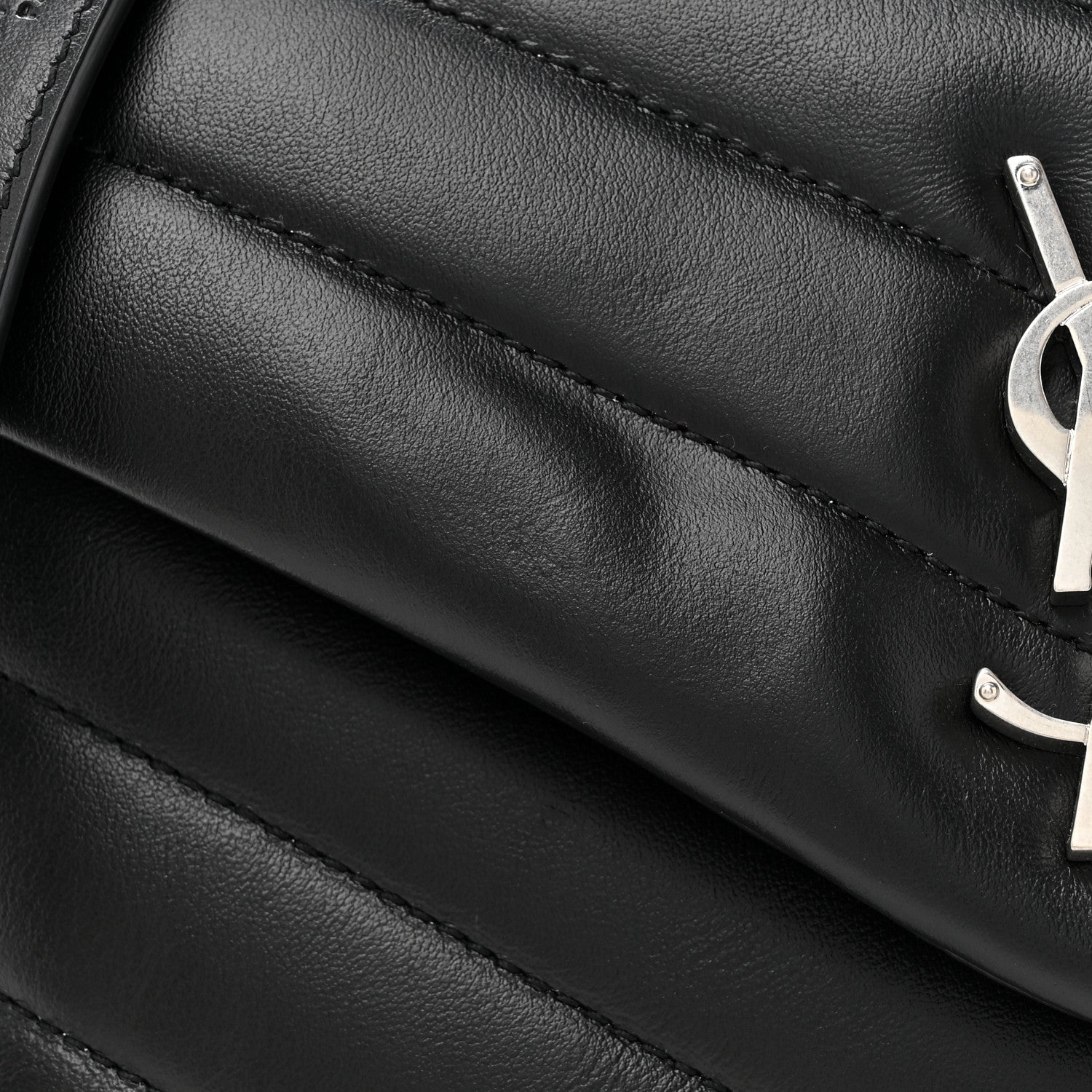 Saint Laurent Calfskin Y Quilted Monogram Small Loulou Chain Satchel Black 9 of 11