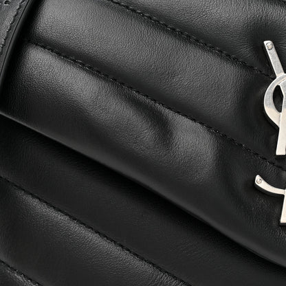 Saint Laurent Calfskin Y Quilted Monogram Small Loulou Chain Satchel Black 9 of 11