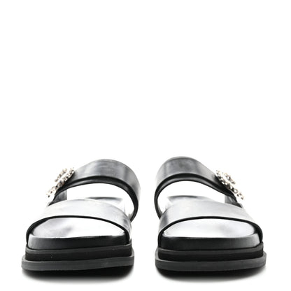 Jimmy Choo Calfskin Crystal Embellished Marga Slide Sandals 37 Black 2 of 8