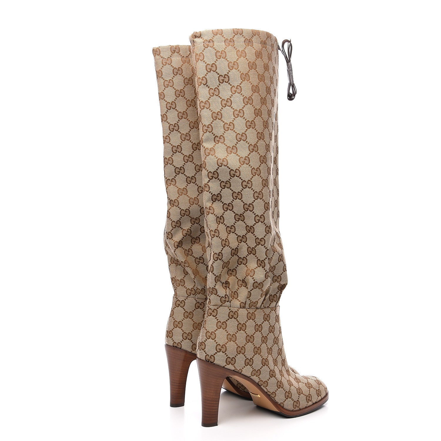 Gucci Monogram Lisa Mid Heel Boots 40 Beige Ebony 4 of 8