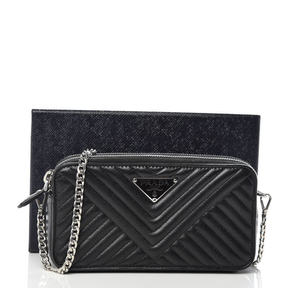 Prada Nappa Impunture Diagramme Mini Double Zip Chain Crossbody Bag Black 10 of 10