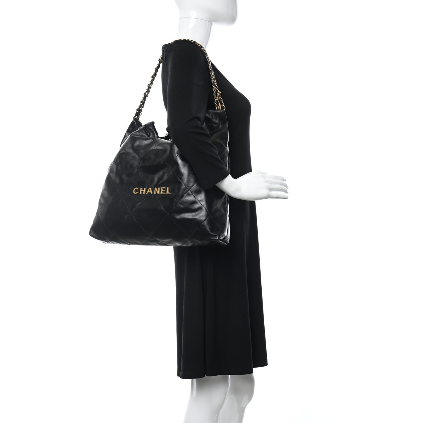 Calfskin Quilted Small Chanel 22 Black