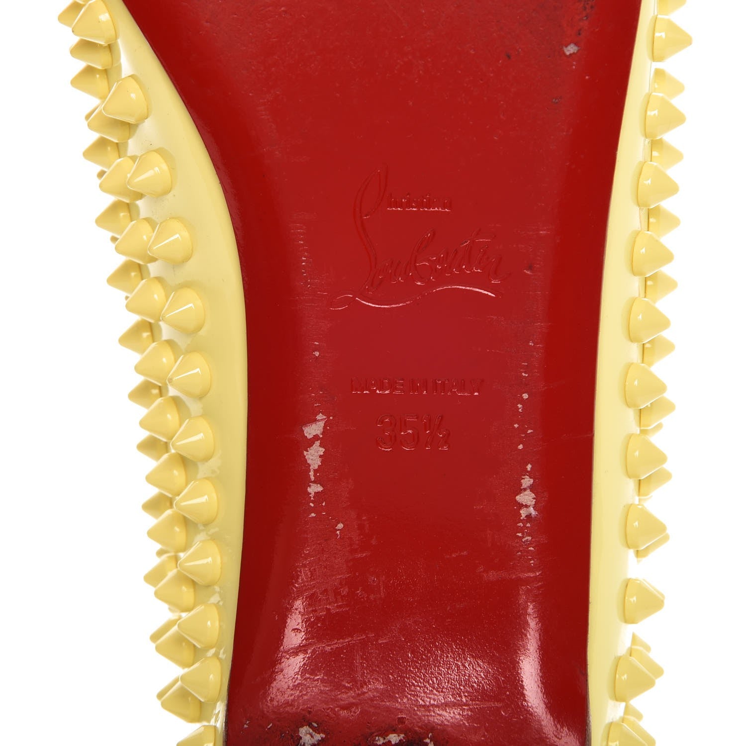 Christian Louboutin Patent Pigalle Spikes Flats 35.5 Lemon 8 of 12