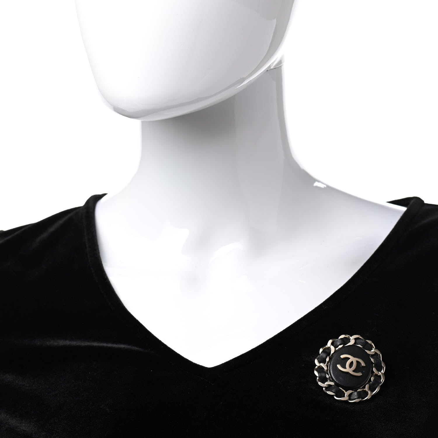 Chanel Lambskin Chain CC Brooch Black 2 of 5