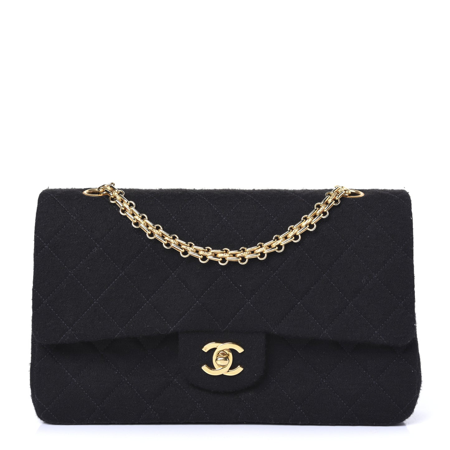 Jersey Quilted Medium Double Flap Black