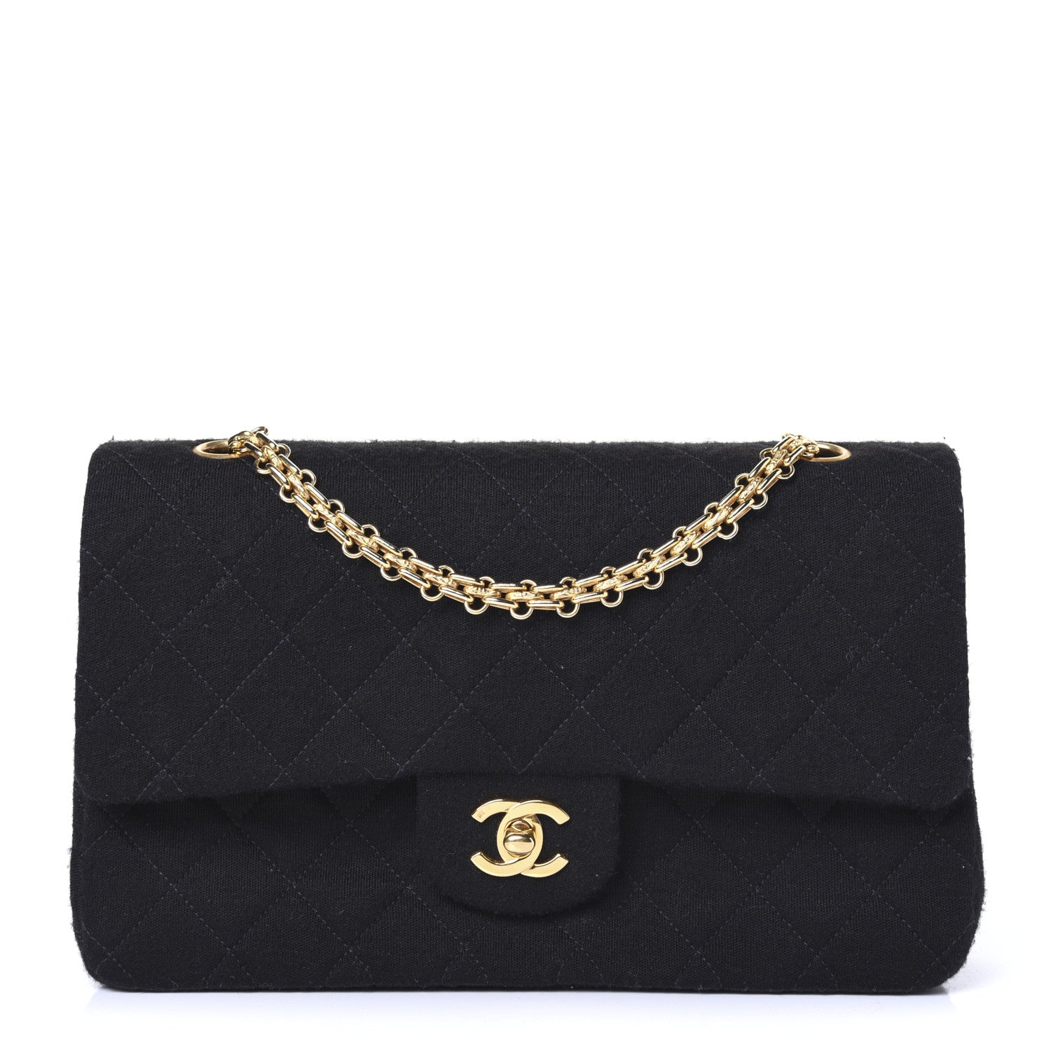 Chanel Jersey Quilted Medium Double Flap Black 1 of 19