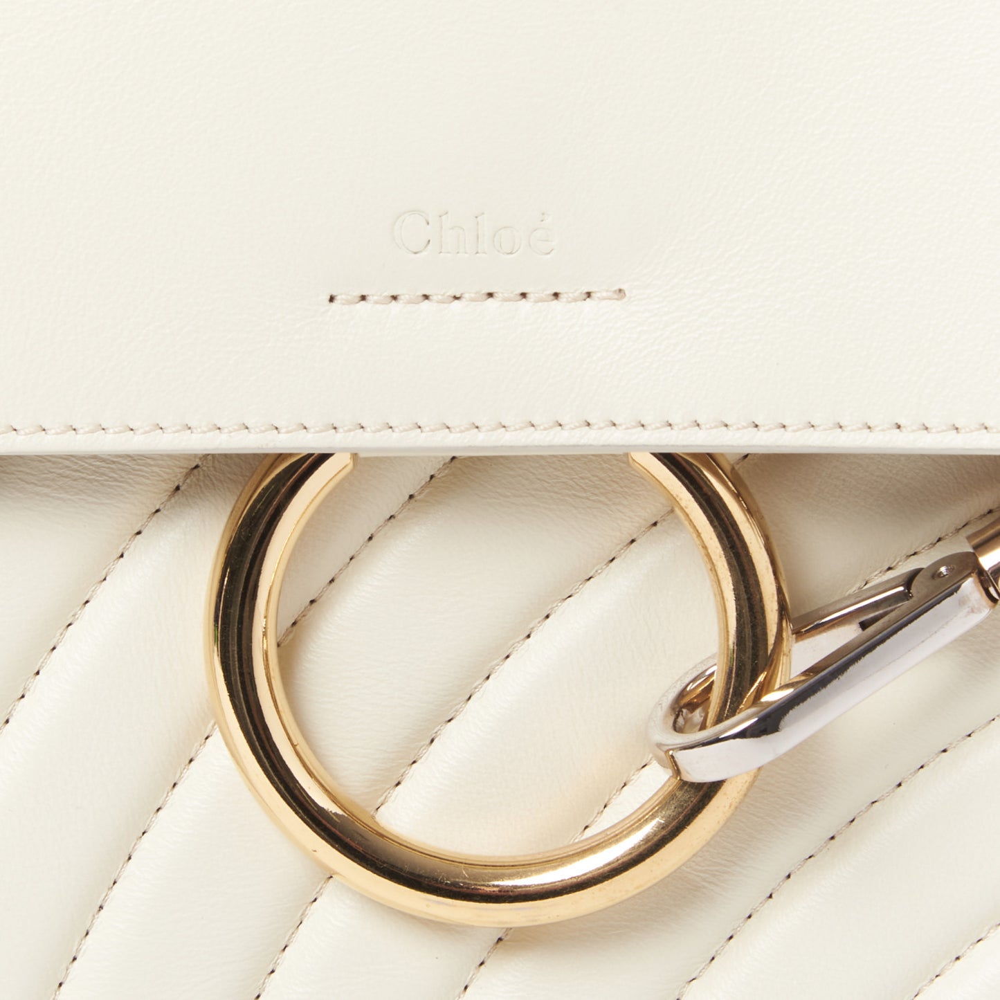 Smooth Calfskin Quilted Small Faye Day Shoulder Bag Natural White
