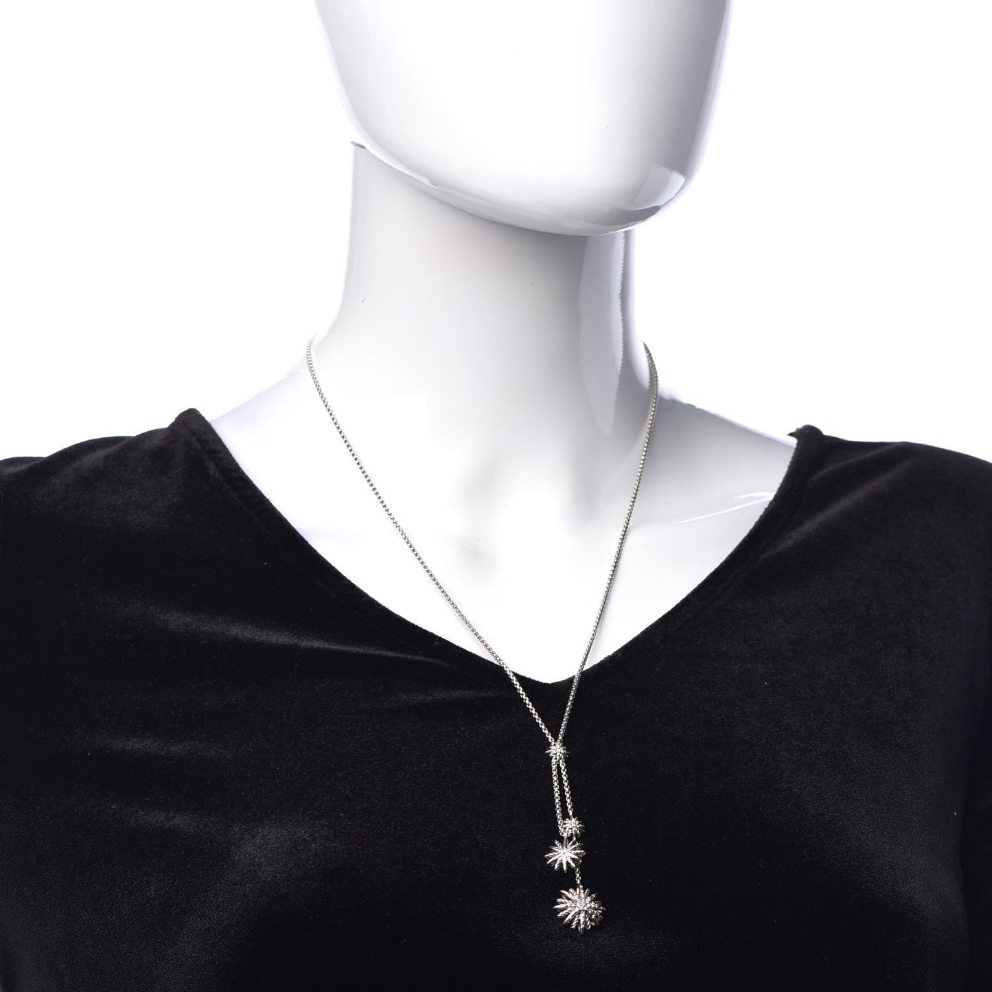 DAVID YURMAN Sterling Silver Diamond Starburst Y Necklace