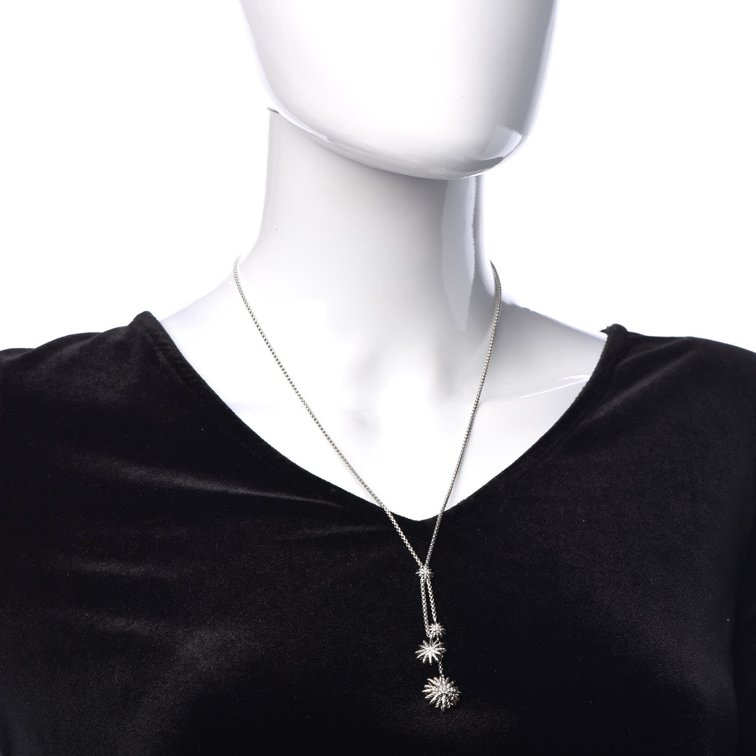 Tiffany DAVID YURMAN Sterling Silver Diamond Starburst Y Necklace 2 of 5