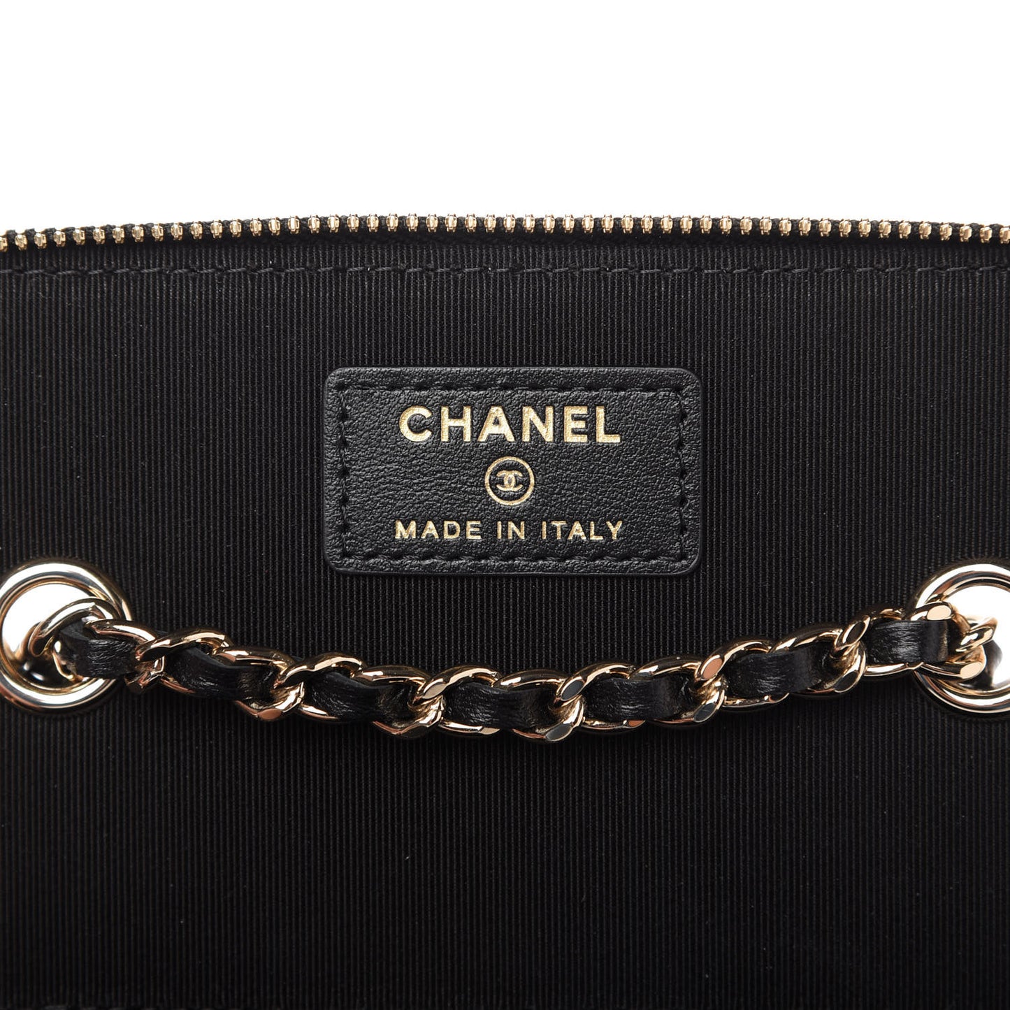 Lambskin Camellia Embossed Small Vanity Case With Chain Black
