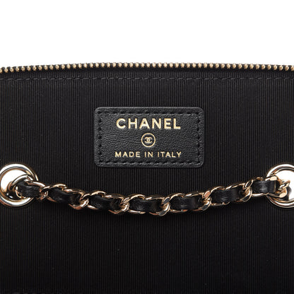 Chanel Lambskin Camellia Embossed Small Vanity Case With Chain Black 8 of 11