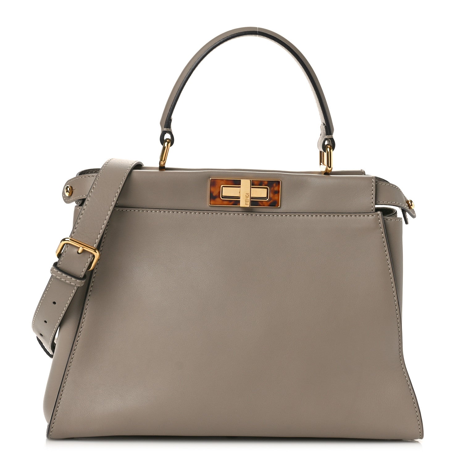 Fendi Vitello Seta Plexiglass Tortoise Medium Peekaboo Iconic Satchel Tortora 1 of 9