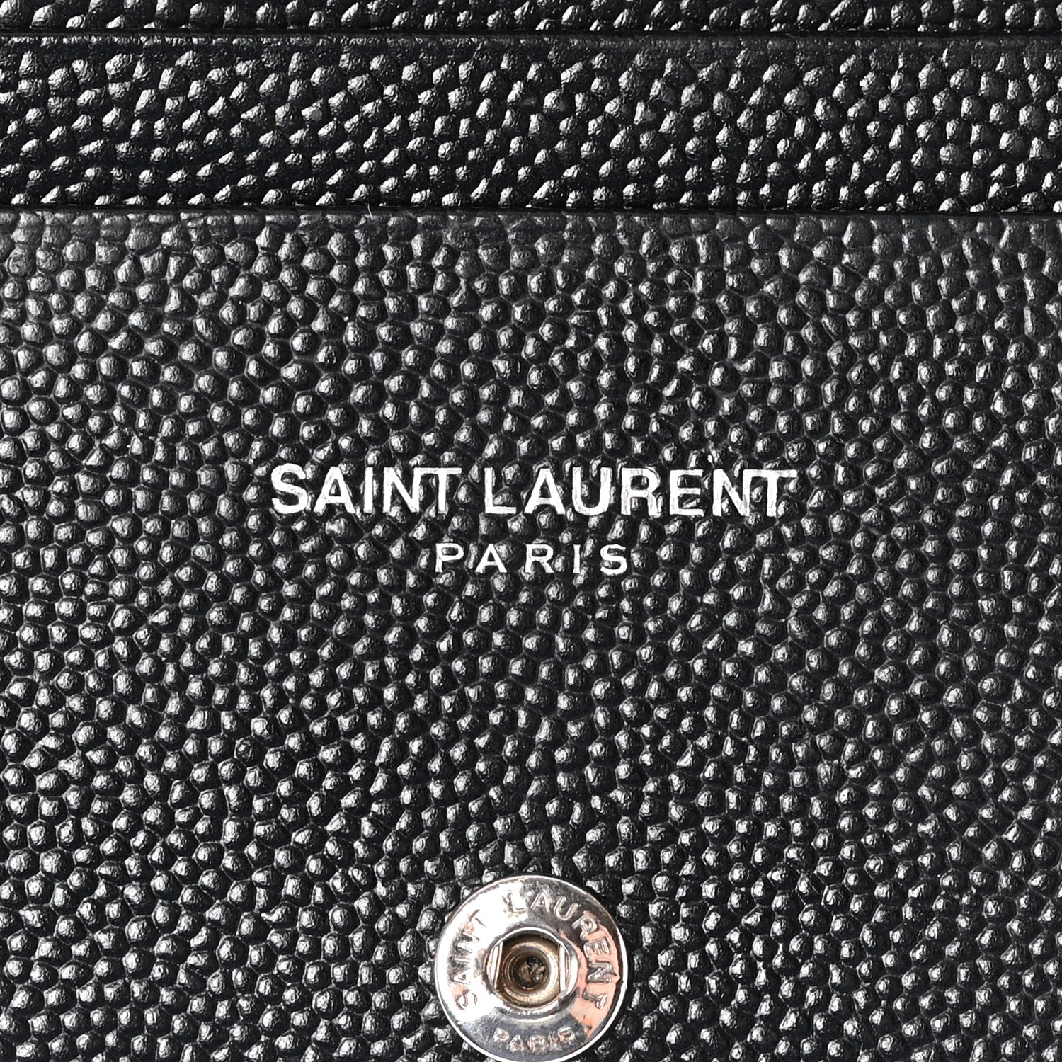 Saint Laurent Grain De Poudre Matelasse Chevron Monogram Card Case Black 6 of 11