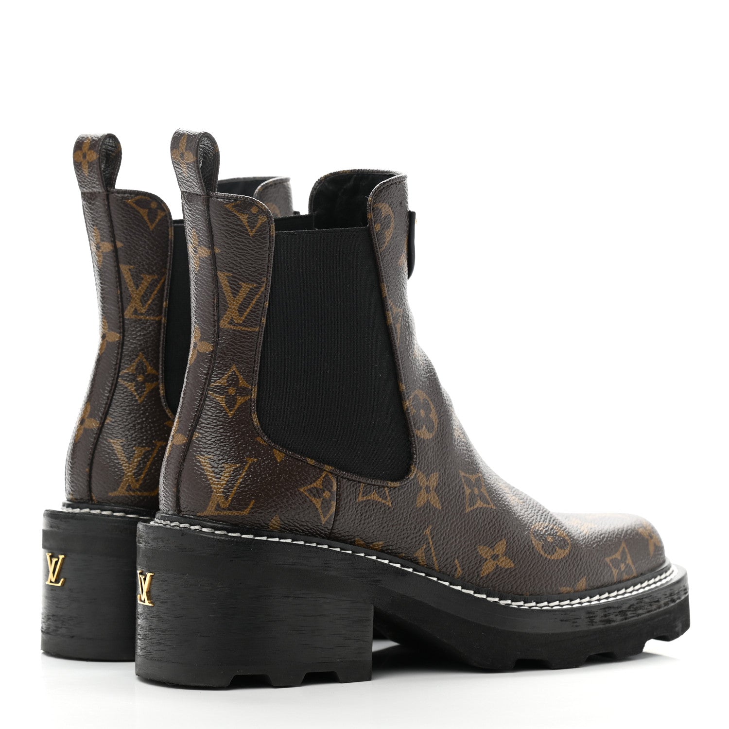 Louis Vuitton Patent Monogram LV Beaubourg Ankle Boots 37.5 Black 4 of 8