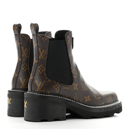 Louis Vuitton Patent Monogram LV Beaubourg Ankle Boots 37.5 Black 4 of 8
