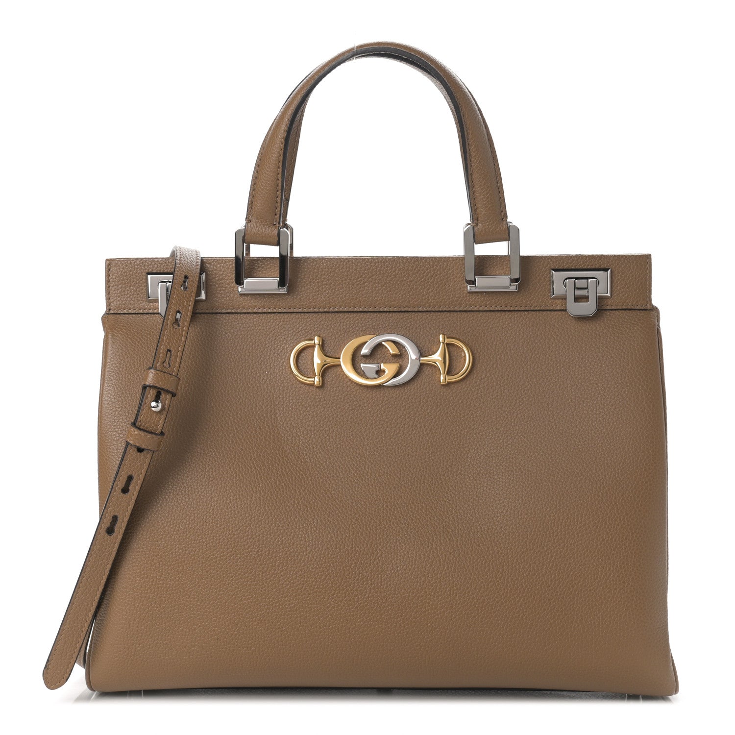 Gucci Grainy Calfskin Medium Zumi Top Handle Bag Friky Taupe 1 of 9