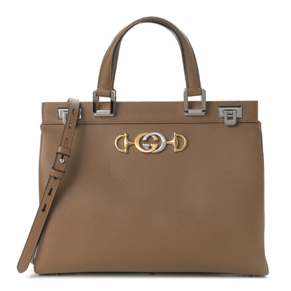 Gucci Grainy Calfskin Medium Zumi Top Handle Bag Friky Taupe 1 of 9