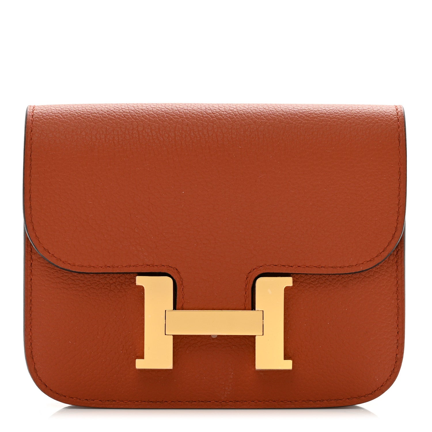 Hermes Evercolor Bi-Color Constance Slim Wallet Terre Battue Capucine 1 of 8