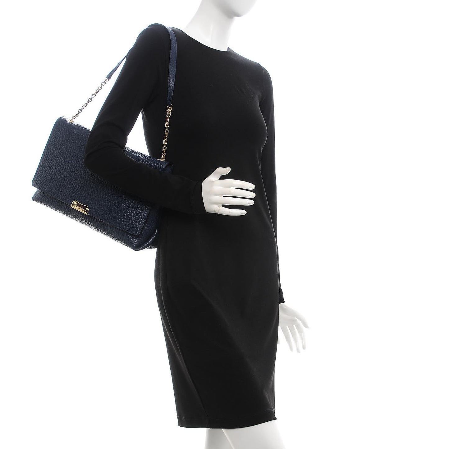 Signature Grain Large Mildenhall Shoulder Bag Blue Carbon