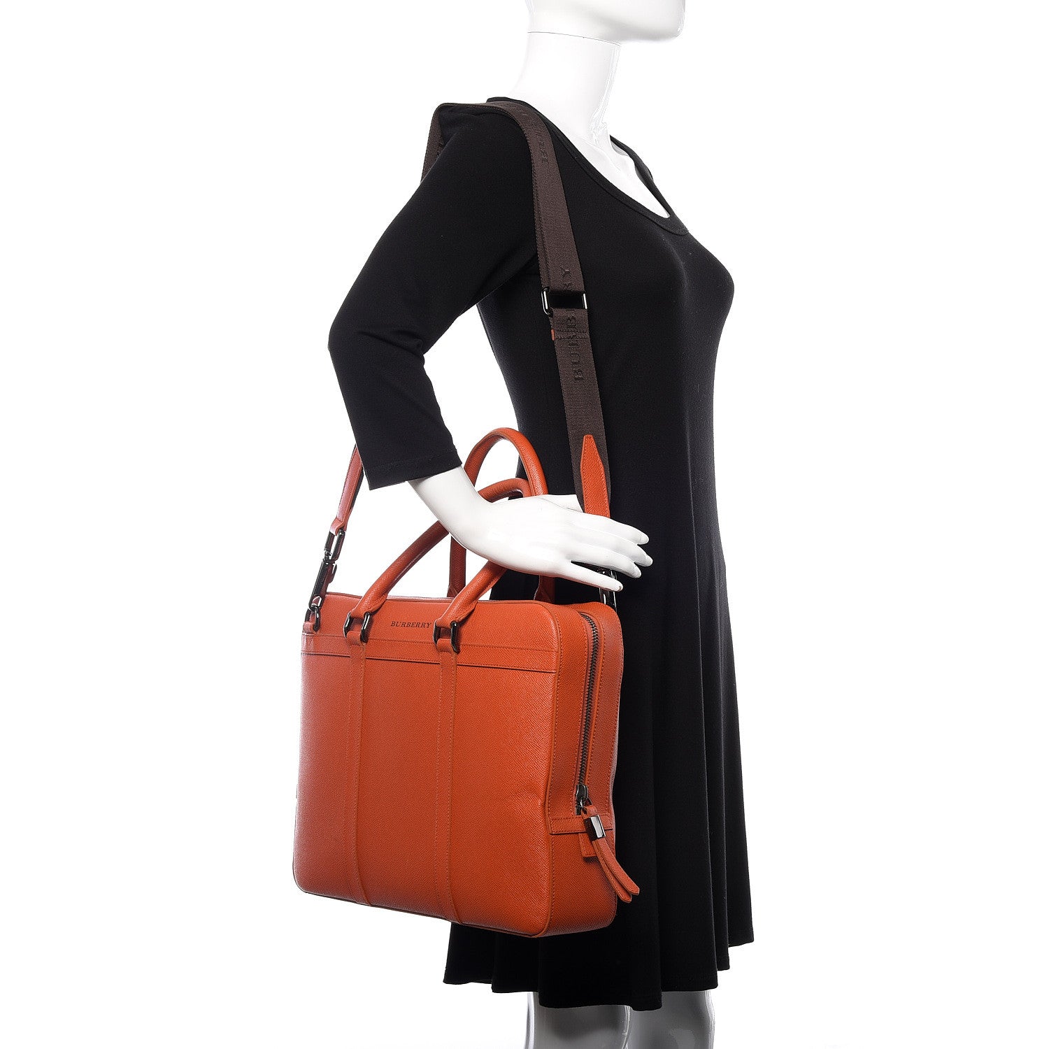 Burberry Textured Calfskin Briefcase Orange 2 of 9