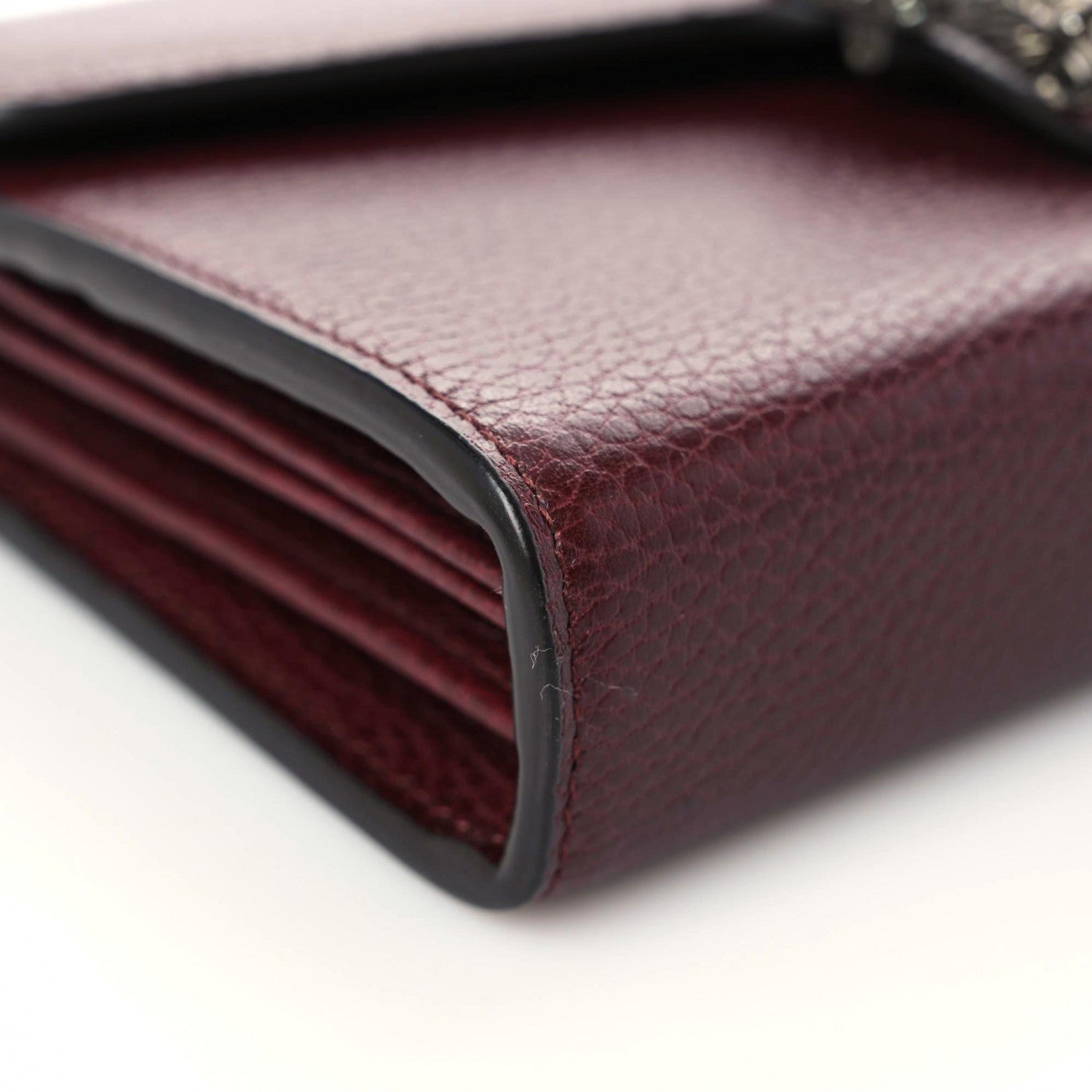 Gucci Dollar Calfskin Crystal Mini Dionysus Chain Wallet Vintage Bordeaux 8 of 14