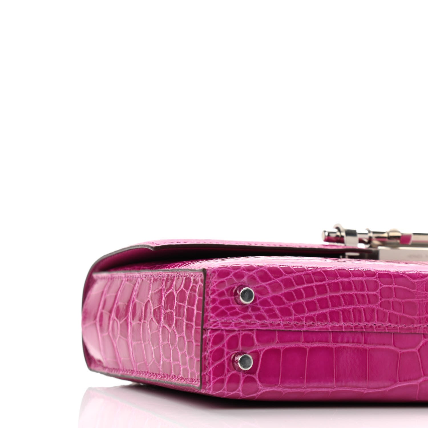 Hermes Shiny Alligator Mini Verrou Chaine Bag Rose Scheherazade 9 of 11