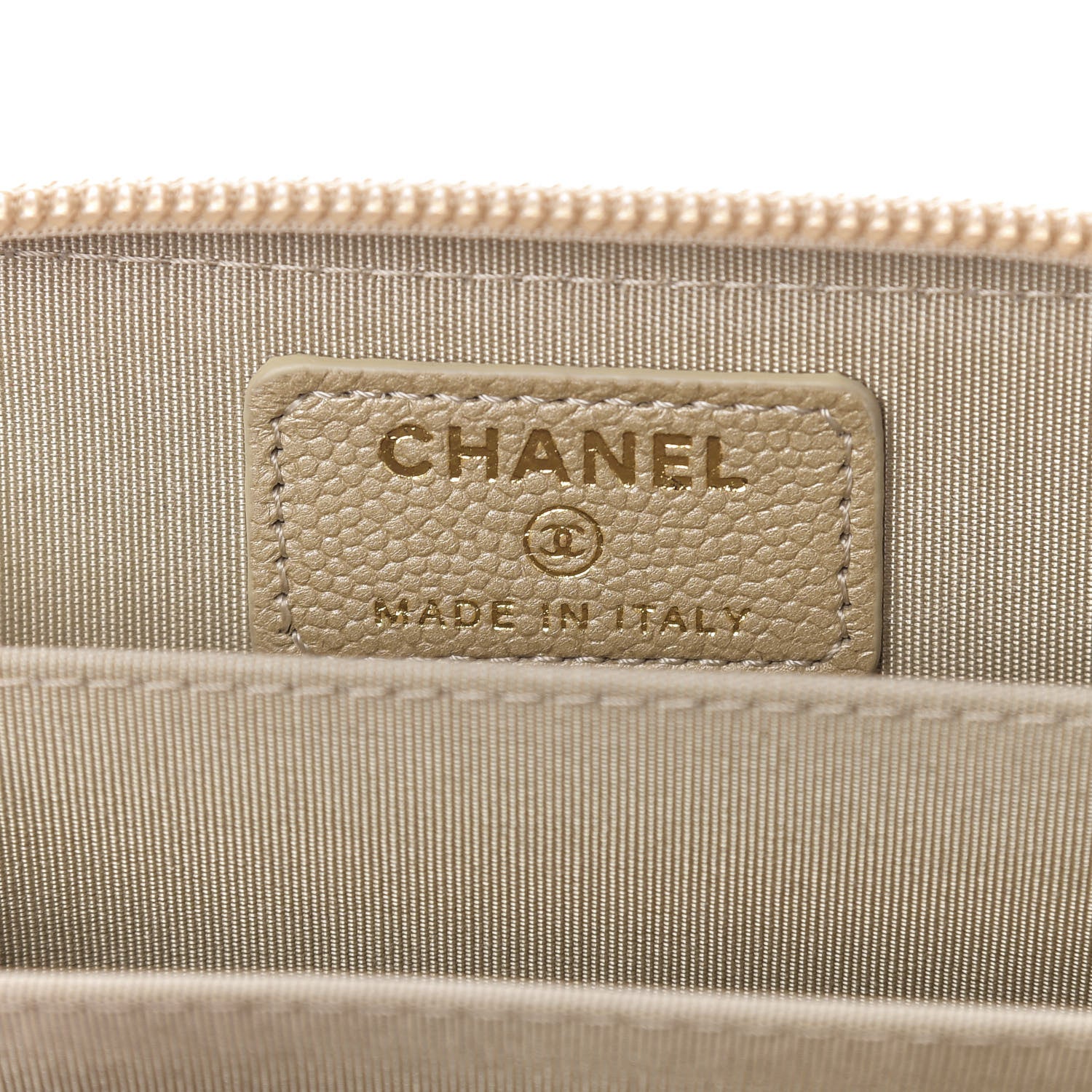 Chanel Metallic Caviar Quilted Boy Zip Around Coin Purse Wallet Light Gold 6 of 7