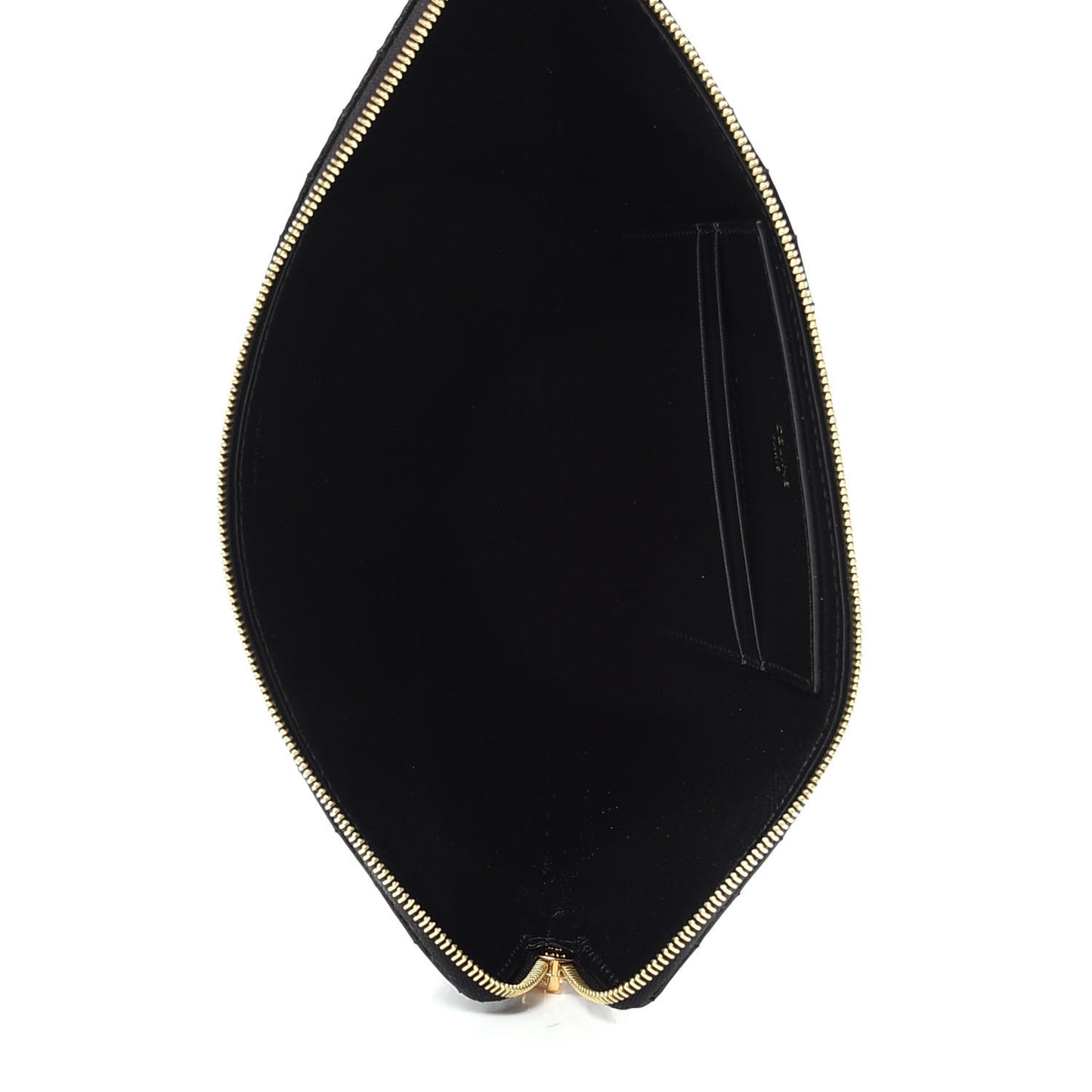 Calfskin Quilted C Charm Pouch Black