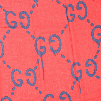 Gucci Modal Silk GG Writers Shawl Flame Blue 3 of 5