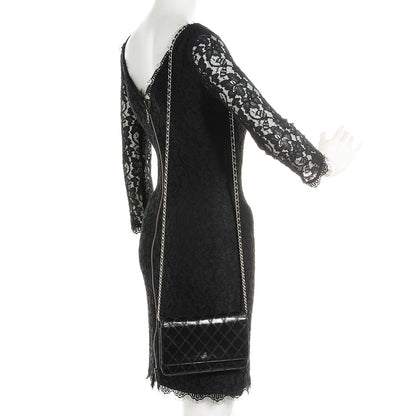 Chanel Lambskin Diamond Stitched Wallet On Chain WOC Black 2 of 9