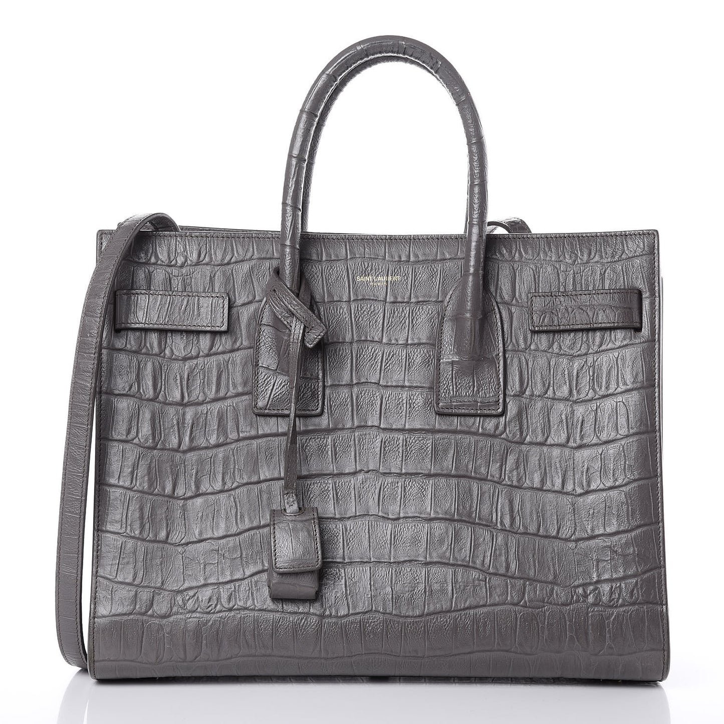 Calfskin Crocodile Embossed Small Sac De Jour Fog