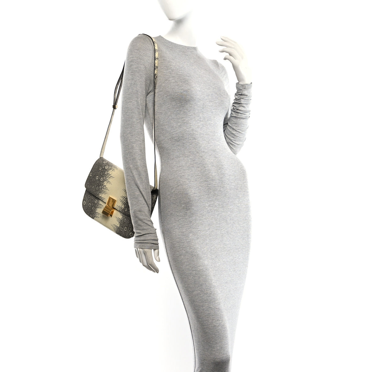 Lizard Medium Classic Box Flap Bag Natural