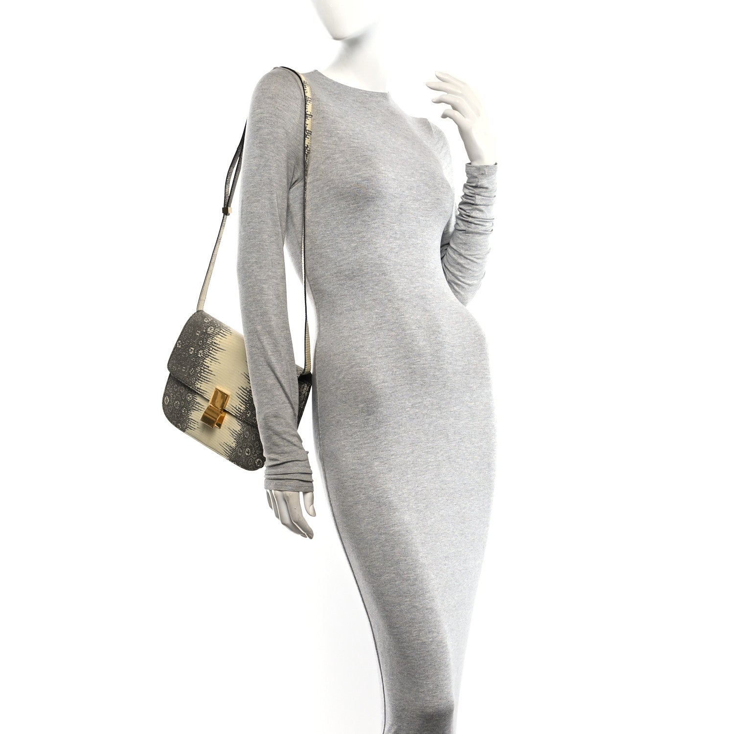 Celine Lizard Medium Classic Box Flap Bag Natural 2 of 9
