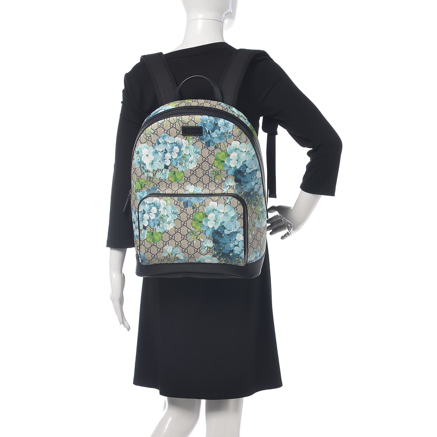 Gucci GG Supreme Monogram Blooms Medium Day Backpack Beige Blue Navy 2 of 10