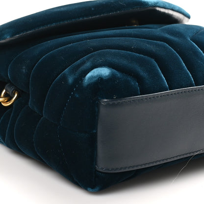 Saint Laurent Velvet Y Quilted Monogram Toy Loulou Chain Satchel Dark Ottanio 10 of 11