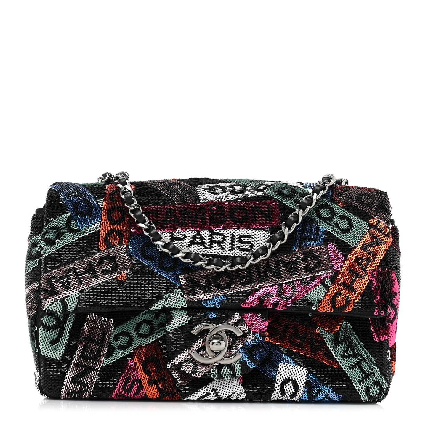 Sequin Logo Small Flap Ruthenium Multicolor