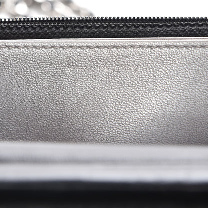Chanel Lambskin Camellia Embossed Wallet On Chain WOC Black 7 of 8