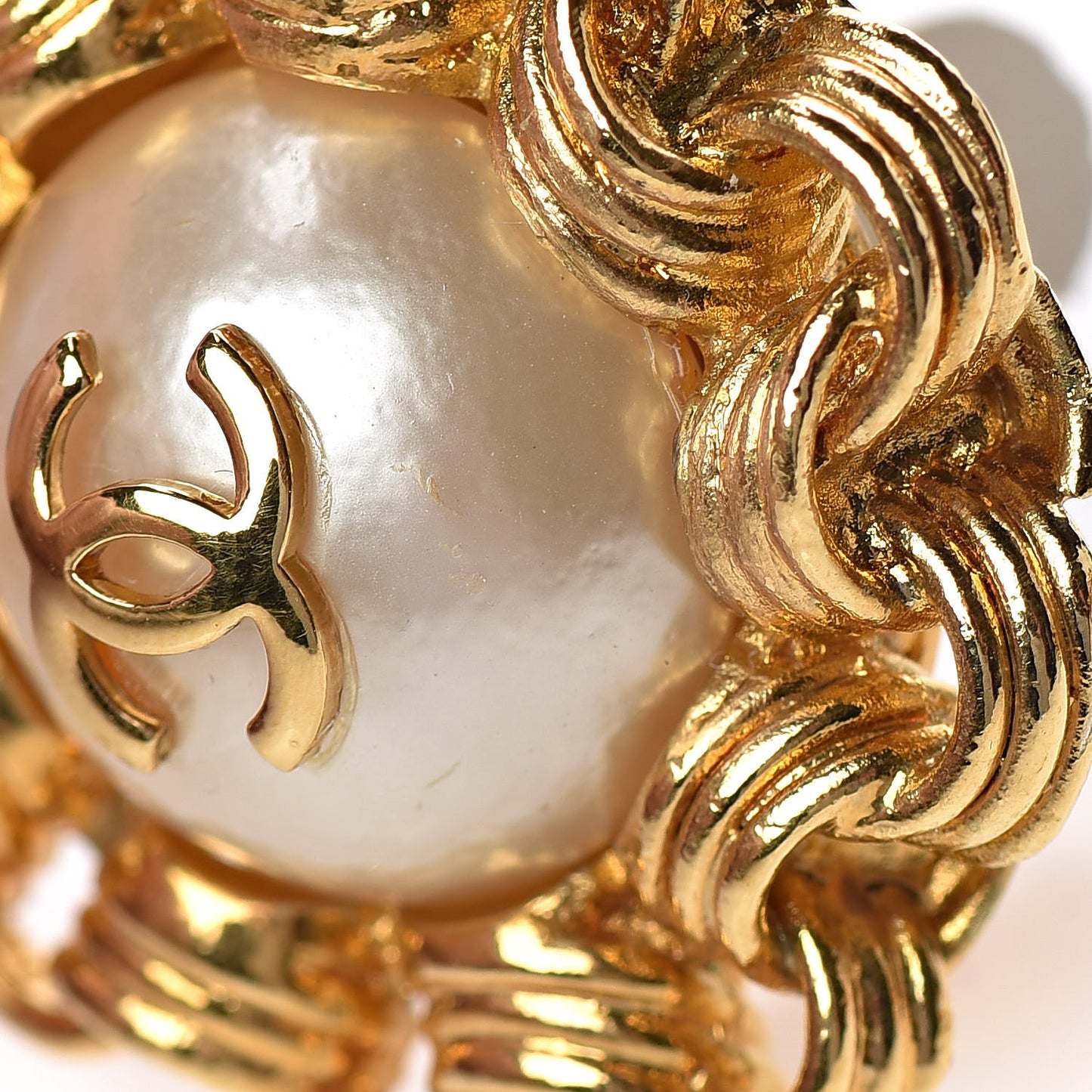 Pearl CC Clip On Earrings Gold