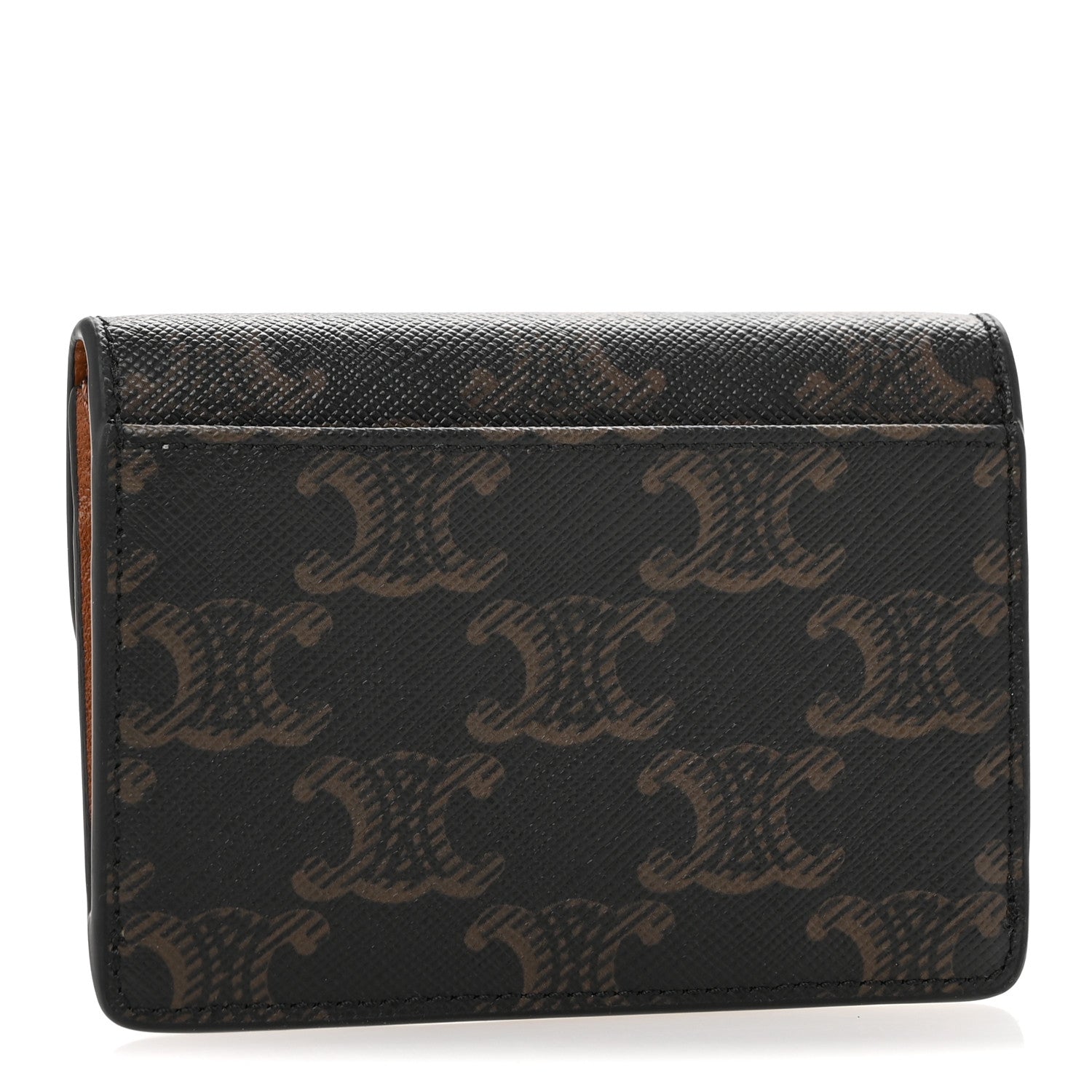 Celine Triomphe Canvas Calfskin Flap Card Holder Tan 3 of 10