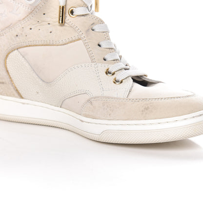 Louis Vuitton Calfskin Suede Monogram Cliff Top Wedge Sneakers 38 Ivory 11 of 14